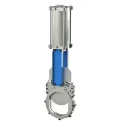 Bidirectional knife gate valve with demountable body with steel body and EPDM seat, DN100, PN10. PA530 series pneumatic actuator