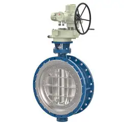 Flanged type butterfly valve with tripple eccentricity with steel body and carbon steel disk and ss304+graphite seat, DN500, PN16. PA900 series electric actuator