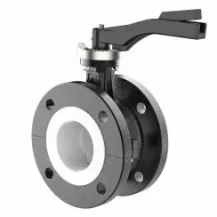 Flanged type lined butterfly valve with stainless-steel body and stainless steel disk and PTFE seat, DN100, PN10. PA200 series 