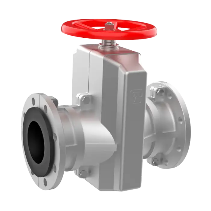 Standart pinch valve with aluminium body and natural rubber seat, DN100, PN10. PA810 series reducer