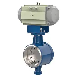 Welded type butterfly valve with tripple eccentricity with steel body and stainless steel disk and ss304+graphite seat, DN300, PN25/16. PA900 series pneumatic actuator