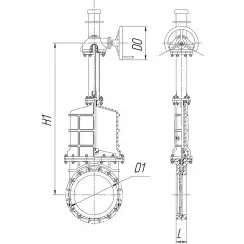 Unidirectional knife gate valve for high pressure with blind body with stainless-steel + molybdenum body and metal-on-metal seat, DN2000, PN10. PA570 series 