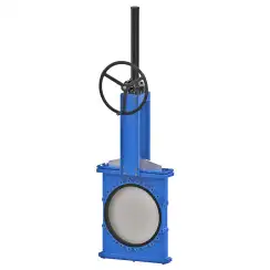 Bidirectional knife gate valve with internal rubber inserts with ductile-iron body and ss304+graphite seat, DN500, PN10. PA550 series reducer