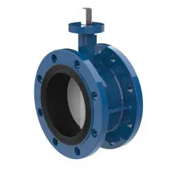 Wafer type butterfly valve with steel body and stainless steel disk and EPDM seat, DN250, PN16. PA300 series bare stem