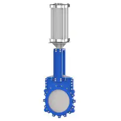 Bidirectional knife gate valve with demountable body with stainless-steel + molybdenum body and EPDM seat, DN250, PN10. PA530 series pneumatic actuator