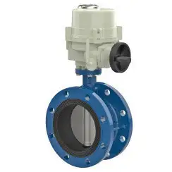 Flanged type butterfly valve and ductile iron disk and EPDM seat, DN250, PN16. PA300 series electric actuator