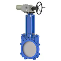 Bidirectional knife gate valve with ductile-iron body and EPDM seat, DN700, PN10. PA520 series electric actuator