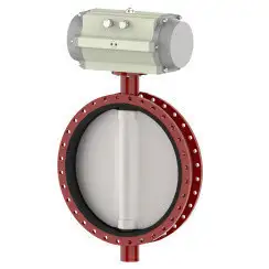 Wafer type butterfly valve with steel body and stainless steel disk and EPDM seat, DN800, PN10. PA300 series pneumatic actuator
