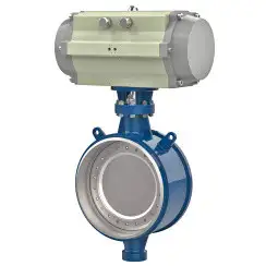 Welded type butterfly valve with tripple eccentricity with steel body and carbon steel disk and ss304+graphite seat, DN500, PN25. PA900 series pneumatic actuator