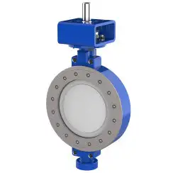 Wafer type butterfly valve with double eccentricity with steel body and stainless steel disk and PTFE seat, DN500, PN16. PA400 series bare stem