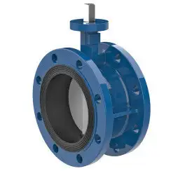 Flanged type butterfly valve and ductile iron disk and EPDM seat, DN250, PN16. PA300 series bare stem