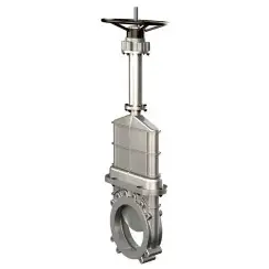 Unidirectional knife gate valve for high pressure with blind body with stainless-steel + molybdenum body and metal-on-metal seat, DN300, PN10. PA570 series 