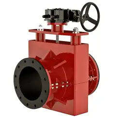 Reinforced pinch valve with steel body and natural rubber seat, DN1200, PN10. PA820 series reducer