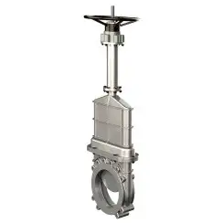 Unidirectional knife gate valve for high pressure with blind body with stainless-steel + molybdenum body and metal-on-metal seat, DN300, PN10. PA570 series 