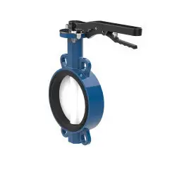 Wafer type butterfly valve and stainless steel disk and EPDM seat, DN200, PN16. PA300 series handle