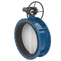 Flanged type butterfly valve with steel body and carbon steel disk and EPDM seat, DN1200, PN10. PA300 series reducer