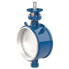Welded type butterfly valve with tripple eccentricity with steel body and carbon steel disk and ss304+graphite seat, DN500, PN25. PA900 series bare stem