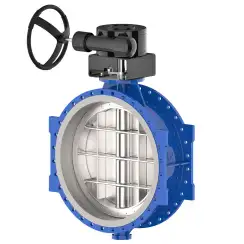 Wafer type butterfly valve with double eccentricity and ductile iron disk and EPDM seat, DN500, PN25. PA700 series 