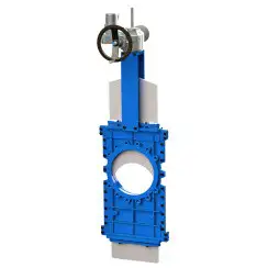 Knife gate valve with through knife with stainless-steel + molybdenum body and metal-on-metal seat, DN700, PN10. PA510 series electric actuator