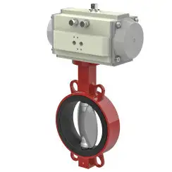 Wafer type butterfly valve and stainless steel with molybdenum disk and EPDM soft seat, DN150, PN16. PA600 series pneumatic actuator