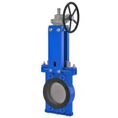 Bidirectional knife gate valve with internal rubber inserts with ductile-iron body and ss304+graphite seat, DN150, PN10. PA550 series reducer