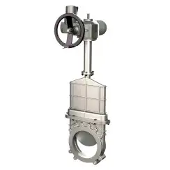 Unidirectional knife gate valve for high pressure with blind body with stainless-steel + molybdenum body and metal-on-metal seat, DN1200, PN10. PA570 series 