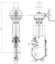 Unidirectional knife gate valve with ductile-iron body and EPDM seat, DN1400, PN10. PA540 series 
