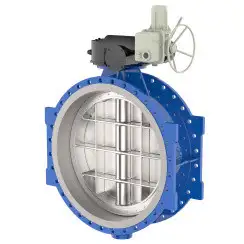 Flanged type butterfly valve with double eccentricity and ductile iron disk and EPDM seat, DN500, PN10. PA700 series electric actuator