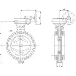 Flanged type butterfly valve with tripple eccentricity with steel body and carbon steel disk and ss304+graphite seat, DN800, PN40. PA900 series 