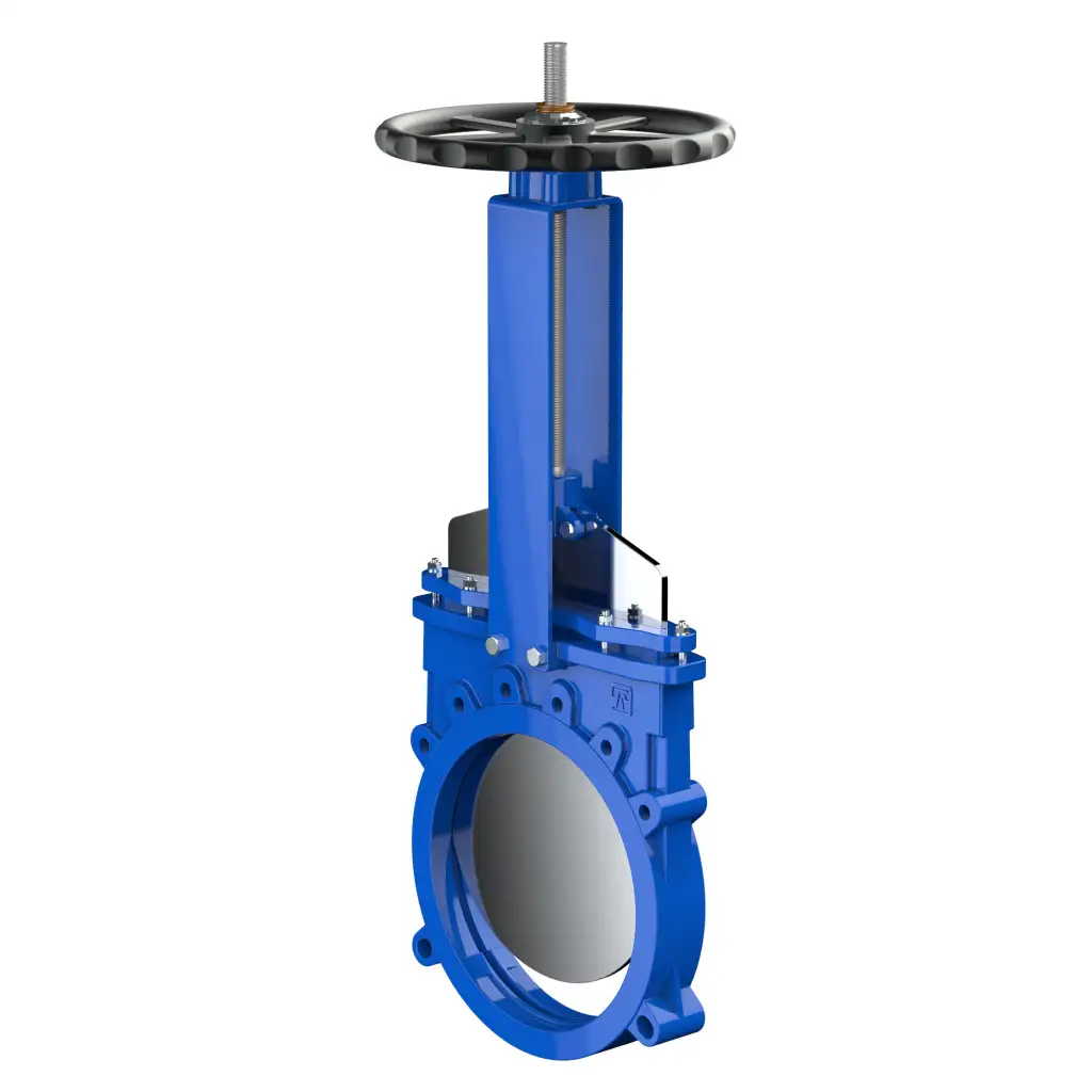 Bidirectional knife gate valve with ductile-iron body and EPDM seat, DN700, PN10. PA520 series pneumatic actuator