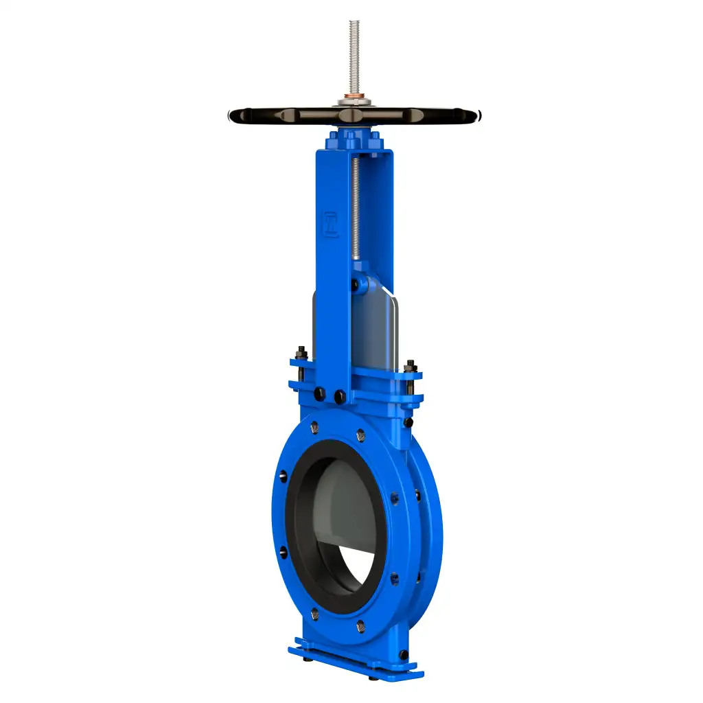 Bidirectional knife gate valve with internal rubber inserts with ductile-iron body and ss304+graphite seat, DN150, PN10. PA550 series 