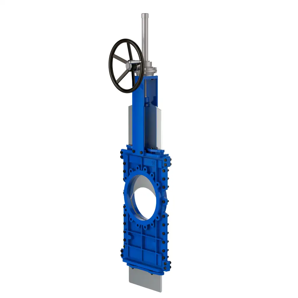 Knife gate valve with through knife with stainless-steel + molybdenum body and metal-on-metal seat, DN700, PN10. PA510 series pneumatic actuator