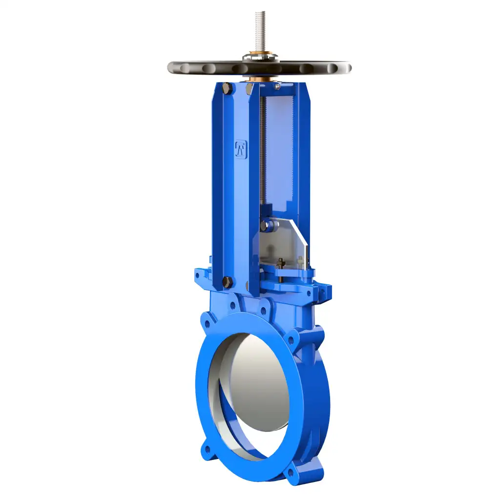 Unidirectional knife gate valve with steel body and EPDM seat, DN700, PN10. PA540 series pneumatic actuator