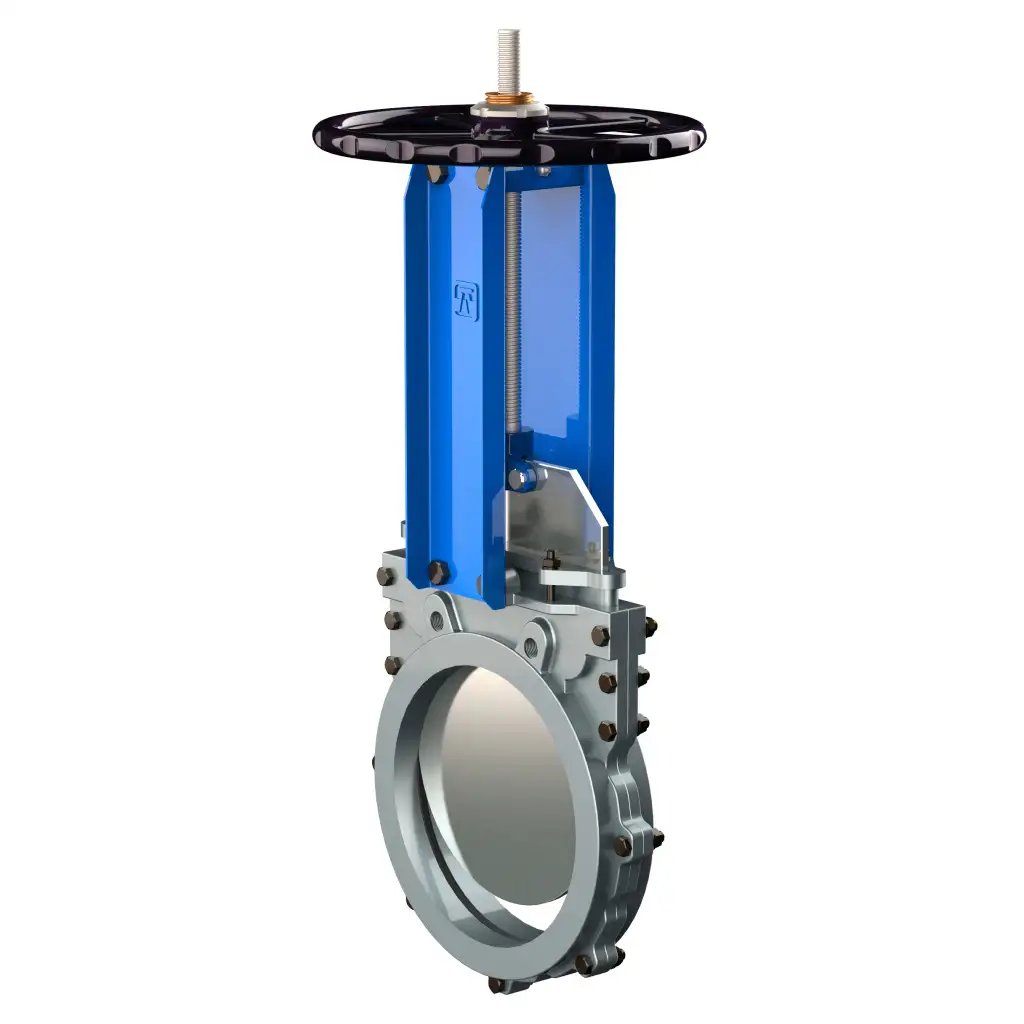 Bidirectional knife gate valve with demountable body with ductile-iron body and EPDM seat, DN800, PN10. PA530 series pneumatic actuator